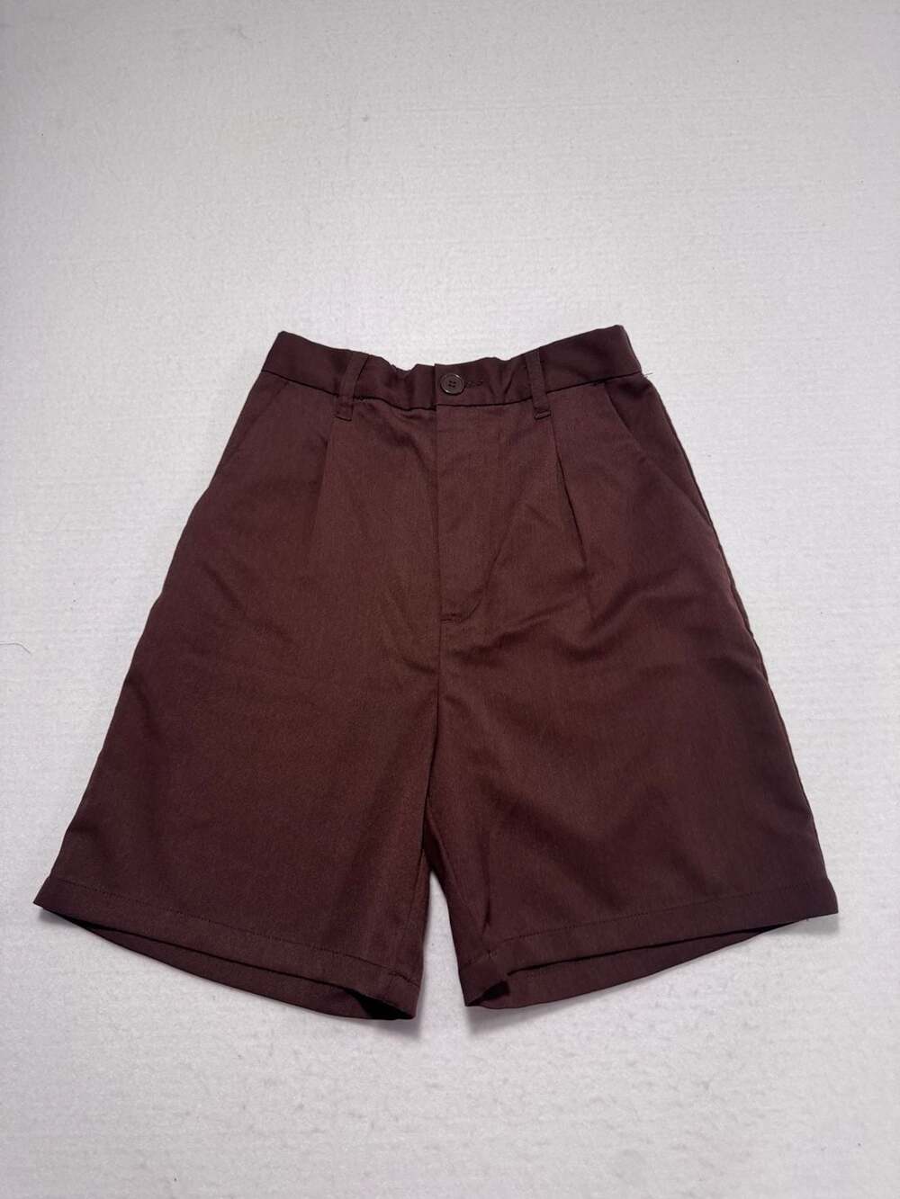 H&M Women’s Pleated Bermuda Shorts Dark Brown Size 4 Casual Mid Rise